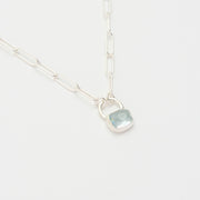 3月誕生石アクアマリンのシルバーネックレス