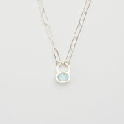 3月誕生石アクアマリンのシルバーネックレス