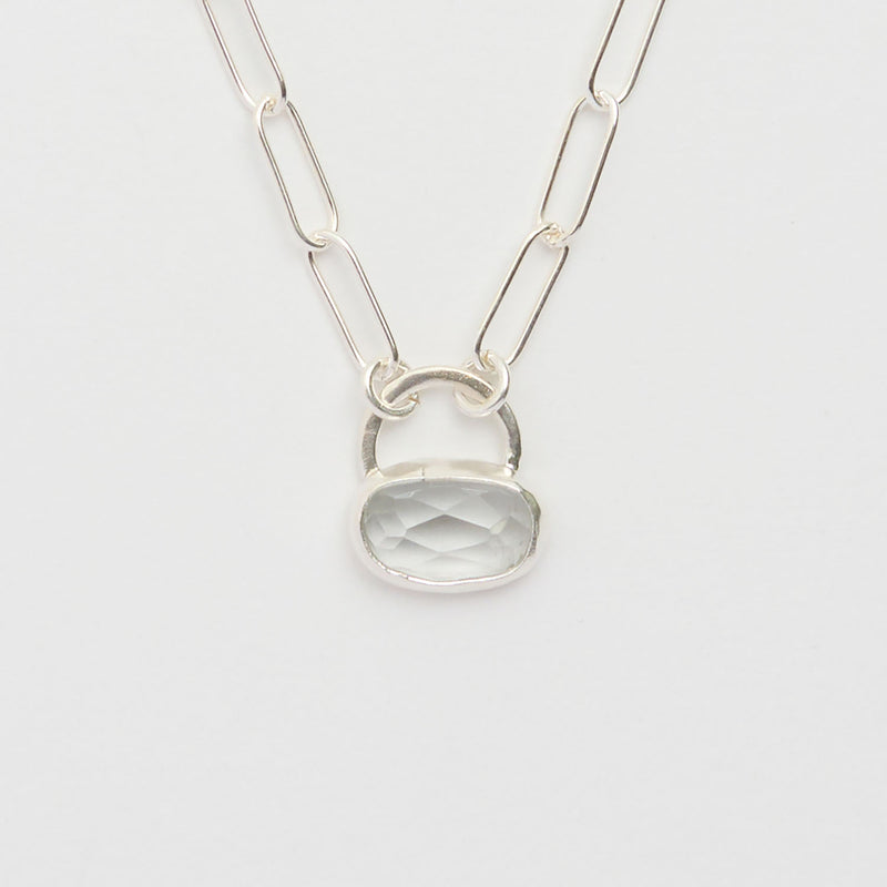 3月誕生石アクアマリンのシルバーネックレス