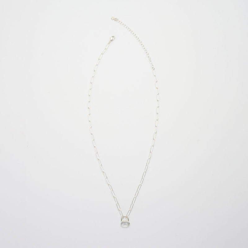 3月誕生石アクアマリンのシルバーネックレス