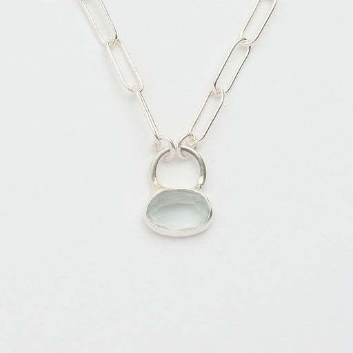 3月誕生石アクアマリンのシルバーネックレス