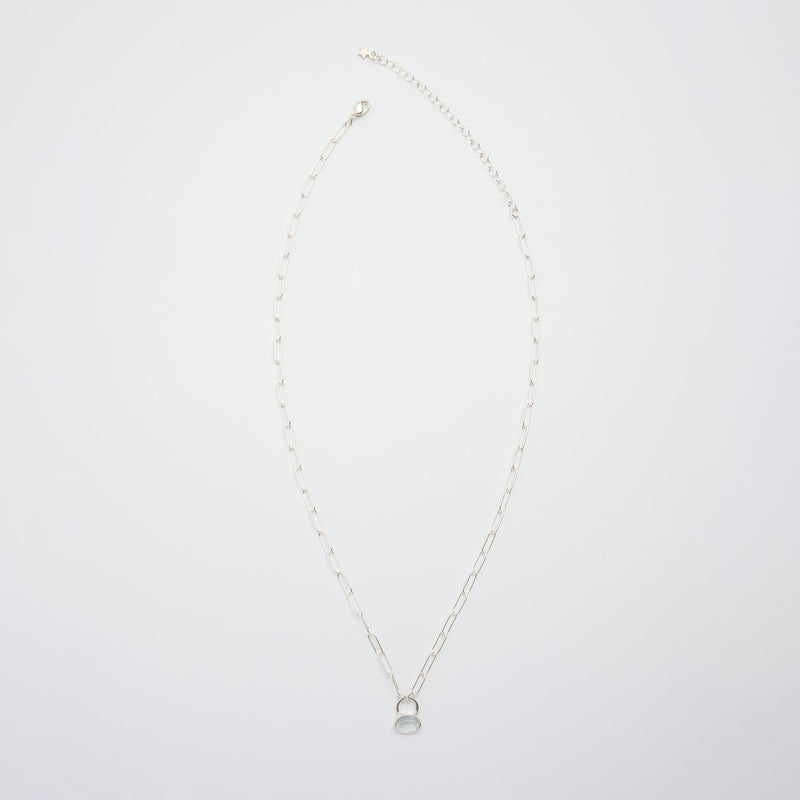 3月誕生石アクアマリンのシルバーネックレス