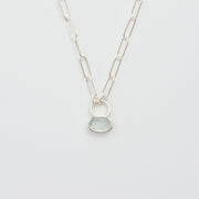 3月誕生石アクアマリンのシルバーネックレス