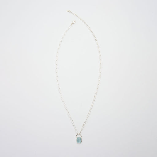 3月誕生石アクアマリンのシルバーネックレス