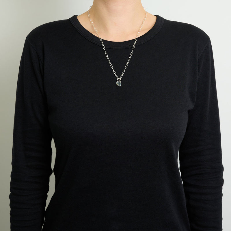 3月誕生石アクアマリンのシルバーネックレス