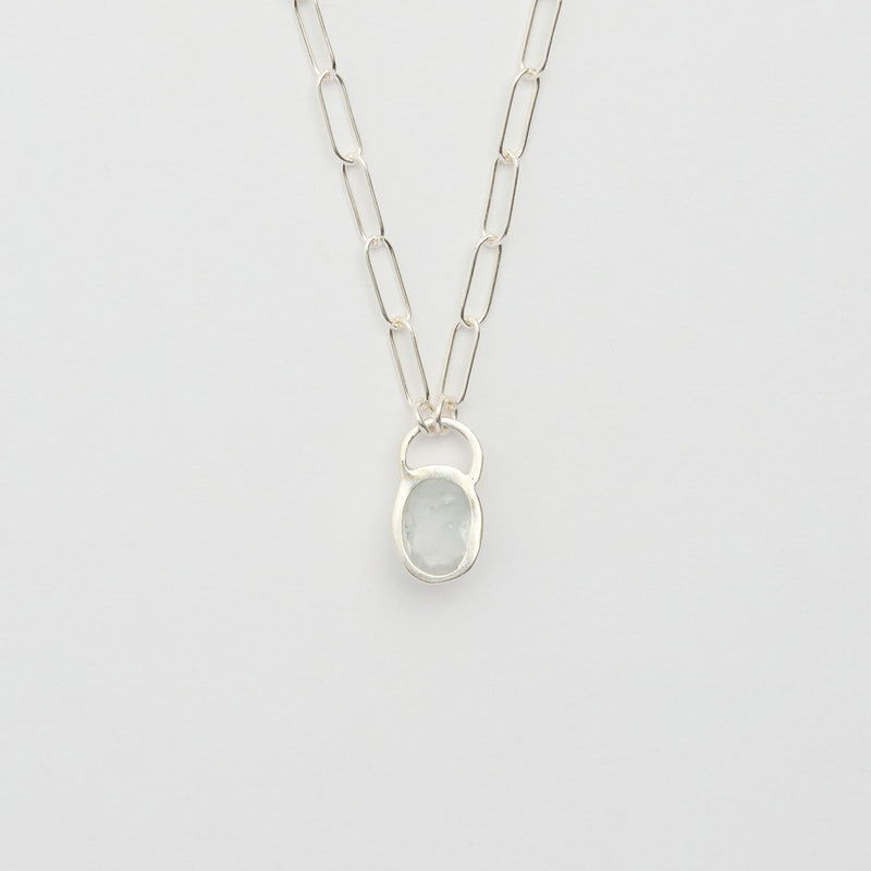 3月誕生石アクアマリンのシルバーネックレス