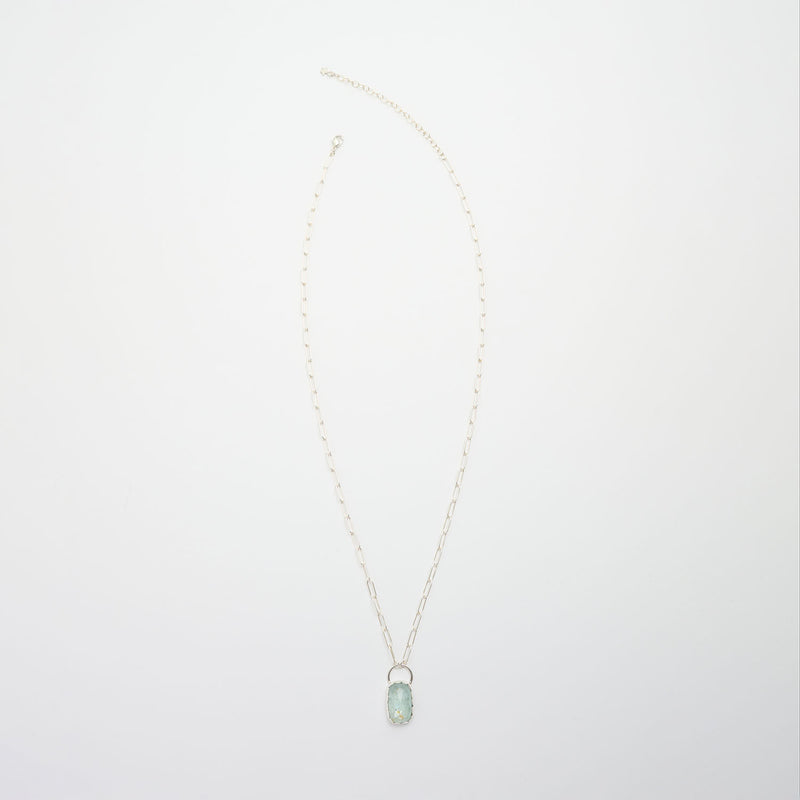 3月誕生石アクアマリンのシルバーネックレス