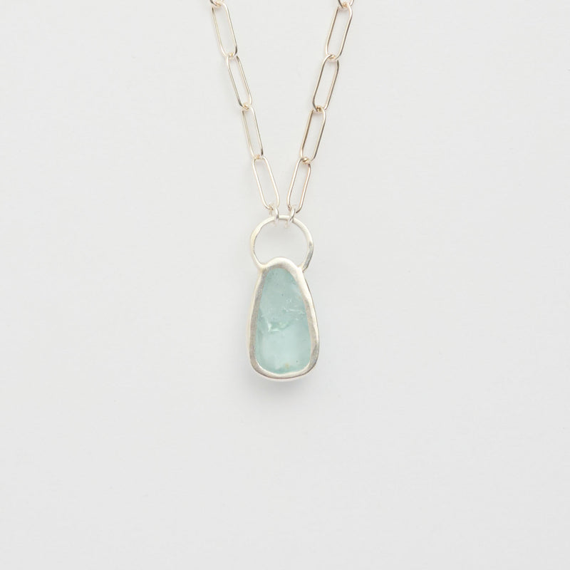 3月誕生石アクアマリンのシルバーネックレス