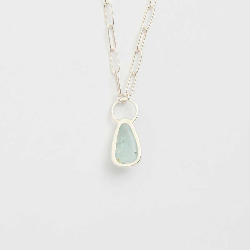 3月誕生石アクアマリンのシルバーネックレス