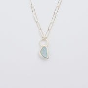 3月誕生石アクアマリンのシルバーネックレス