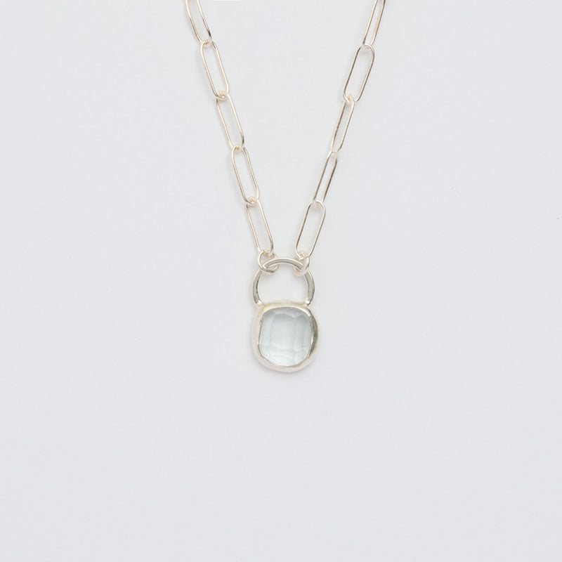 3月誕生石アクアマリンのシルバーネックレス