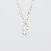 3月誕生石アクアマリンのシルバーネックレス