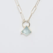 3月誕生石アクアマリンのシルバーネックレス