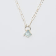 3月誕生石アクアマリンのシルバーネックレス