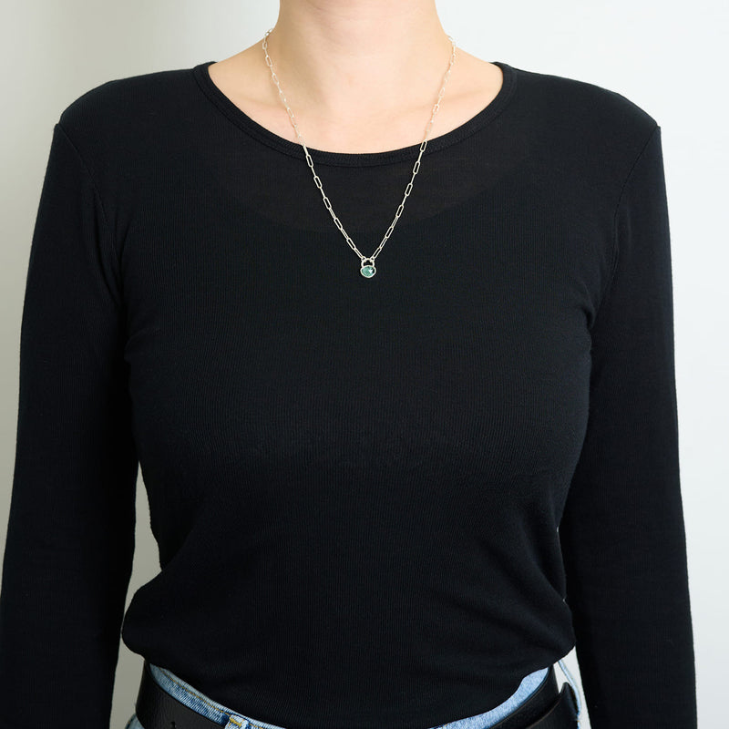 10月誕生石トルマリンのシルバーネックレス