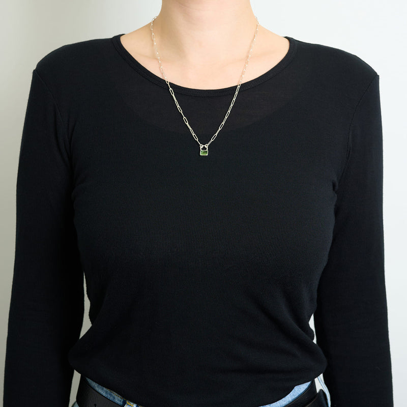 10月誕生石トルマリンのシルバーネックレス