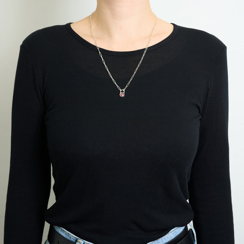 10月誕生石トルマリンのシルバーネックレス