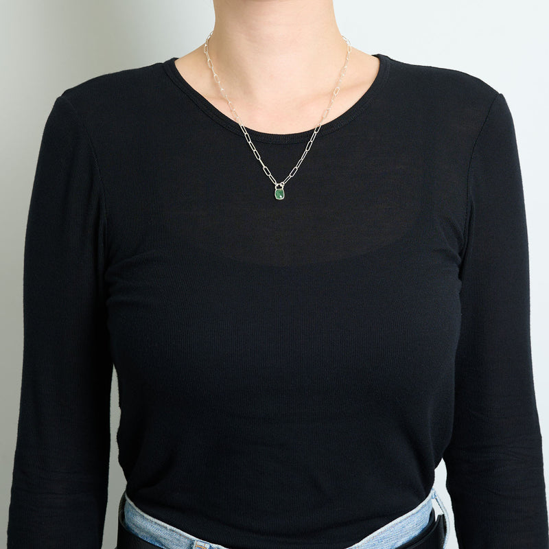 10月誕生石トルマリンのシルバーネックレス