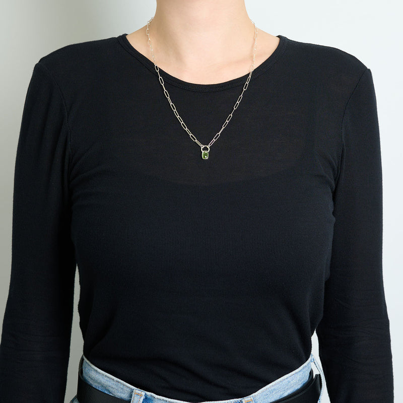 10月誕生石トルマリンのシルバーネックレス