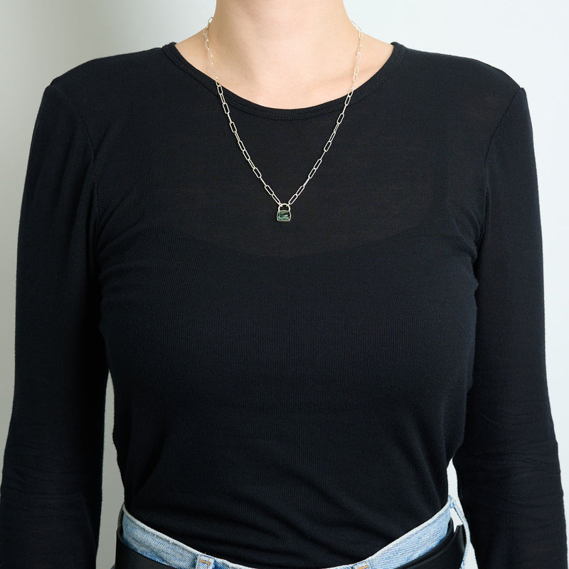 10月誕生石トルマリンのシルバーネックレス