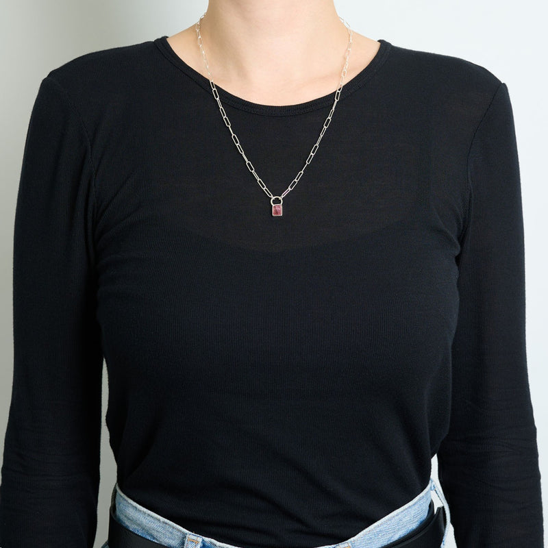 10月誕生石トルマリンのシルバーネックレス