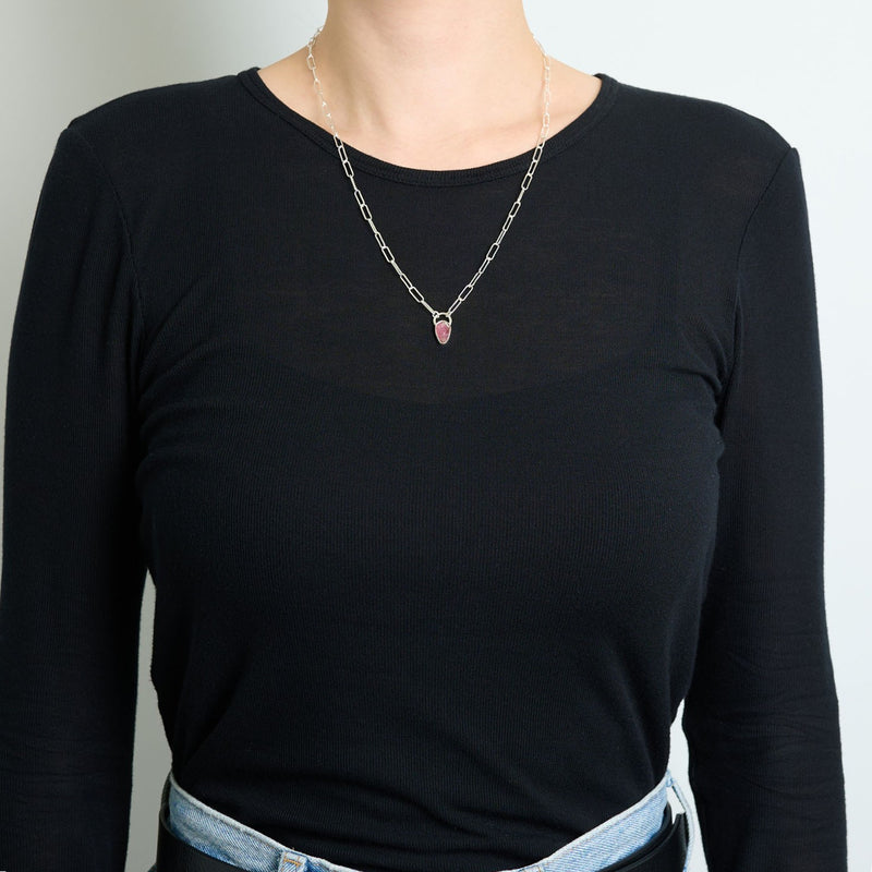 10月誕生石トルマリンのシルバーネックレス