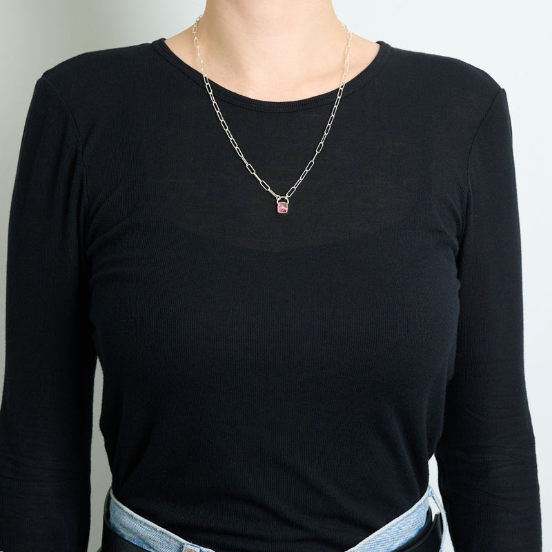 10月誕生石トルマリンのシルバーネックレス