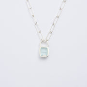 3月誕生石アクアマリンのシルバーネックレス