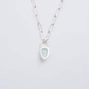 3月誕生石アクアマリンのシルバーネックレス
