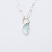 3月誕生石アクアマリンのシルバーネックレス