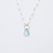 3月誕生石アクアマリンのシルバーネックレス
