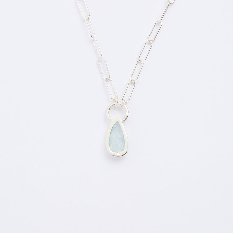 3月誕生石アクアマリンのシルバーネックレス