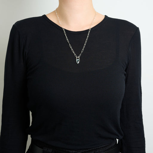 3月誕生石アクアマリンのシルバーネックレス