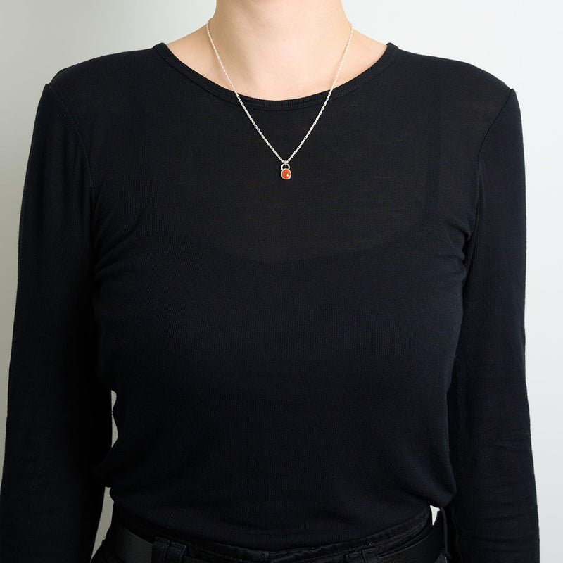 10月誕生石オパールのシルバーネックレス