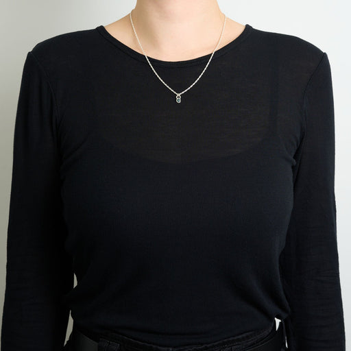 10月誕生石オパールのシルバーネックレス