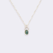 10月誕生石オパールのシルバーネックレス