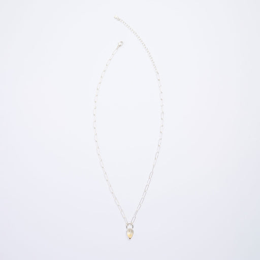 11月の誕生石シトリンのシルバーネックレス