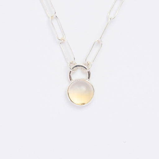 11月の誕生石シトリンのシルバーネックレス