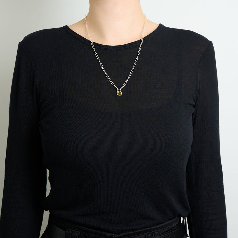 11月の誕生石シトリンのシルバーネックレス