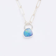 10月誕生石オパールのシルバーネックレス