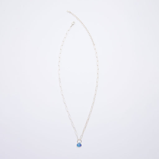 10月誕生石オパールのシルバーネックレス