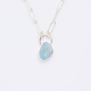 10月誕生石オパールのシルバーネックレス