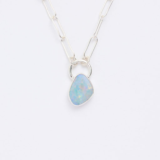 10月誕生石オパールのシルバーネックレス