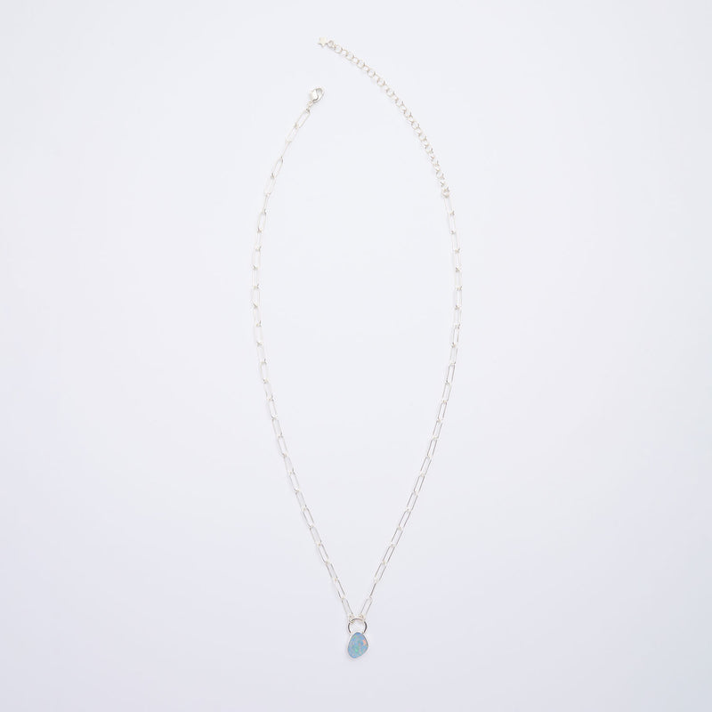 10月誕生石オパールのシルバーネックレス