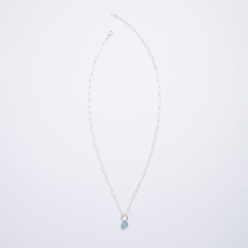 10月誕生石オパールのシルバーネックレス