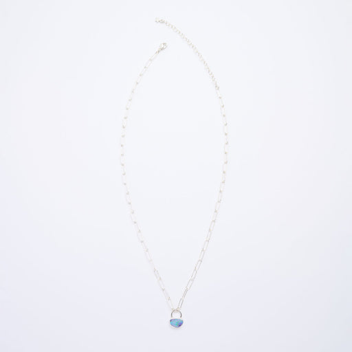 10月誕生石オパールのシルバーネックレス