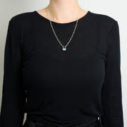 10月誕生石オパールのシルバーネックレス