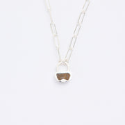 10月誕生石オパールのシルバーネックレス