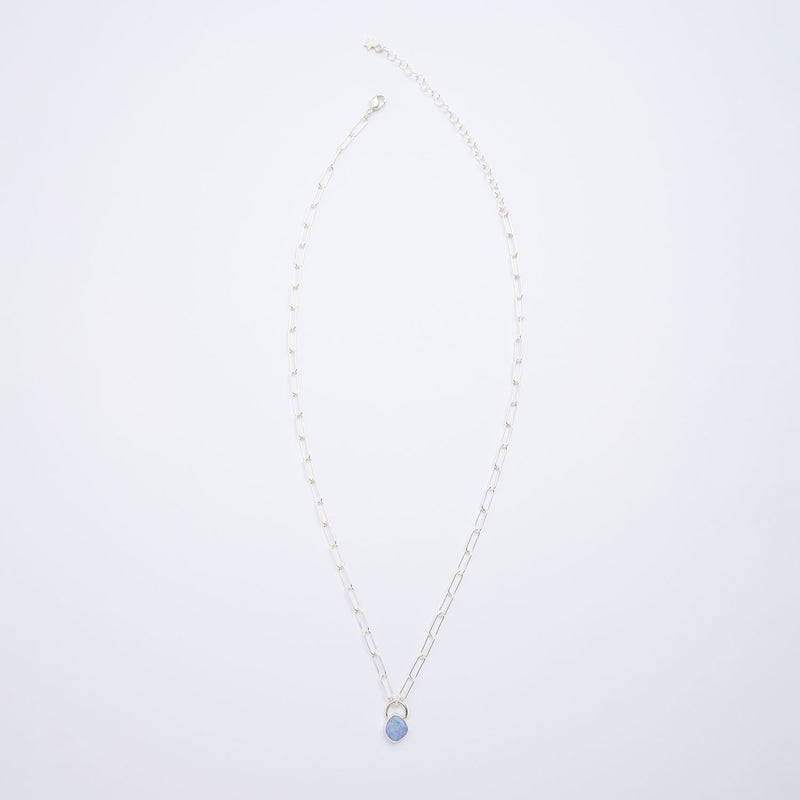 10月誕生石オパールのシルバーネックレス