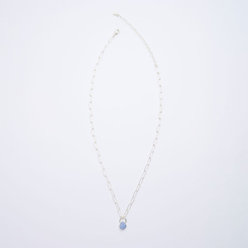 10月誕生石オパールのシルバーネックレス